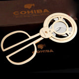 COHIBA Triple 3 Blades Stainless Steel Gold Plated Cigar Cutter - Cuban Cigars Scissors