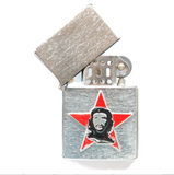 Che Guevara Store Lighter Silver Brushed Metal Che on Red Star