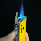 COHIBA Lighter Cigar Lighter &Cutter Set - Windproof Torch Three Jet Flame w/gift box- 3 colors