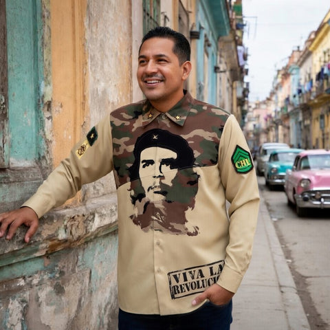 Limited Edition Dragonfly Che Guevara Embroidered Military Shirt