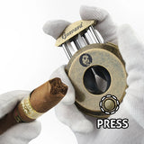 GUEVARA Zinc and Stainless Steel V Cigar Cutter - 2 Jet Lighter combo with Carrying case.