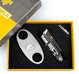 COHIBA Lighter Cigar Lighter &Cutter Set - Windproof Torch Three Jet Flame w/gift box- 3 colors