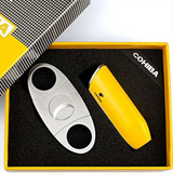 COHIBA Lighter Cigar Lighter &Cutter Set - Windproof Torch Three Jet Flame w/gift box- 3 colors