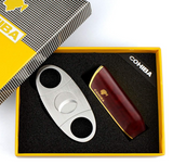 COHIBA Lighter Cigar Lighter &Cutter Set - Windproof Torch Three Jet Flame w/gift box- 3 colors