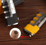 COHIBA Cigar Lighter - 3 Torch Jet Flame Refillable Windproof Lighter W/ Cutter Punch & Gift Box