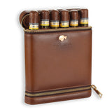 Portable Leather Cigar Case Humidor 6 Tubes Holder Mini Humidor Box Travel Cigars Accessories With Gift Box