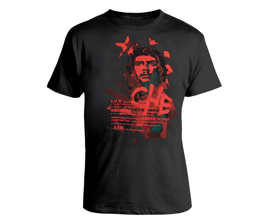 Che Merch Che Guevara short sleeve black T-shirt with extracts from speech ...