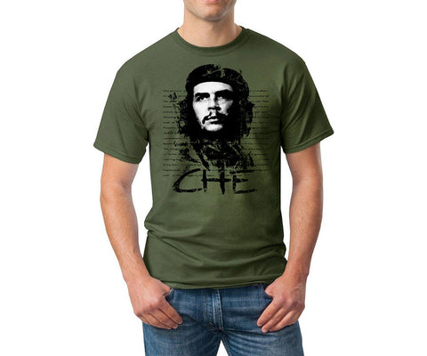 Che Guevara military green short sleeve-T shirt with face photagraph and quote