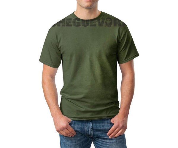 Che Guevara distressed chest print military green short-sleeve-T-shirt