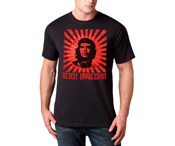 Che Guevara sunburst resist oppression short sleeve black T-shirt