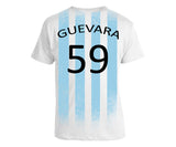 Che Guevara short sleeve white and blue striped Argentina football/soccer T-shirt
