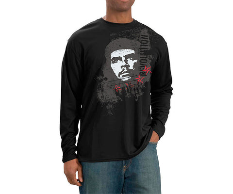 Che Guevara Revolution long sleeve black T-shirt with red stars