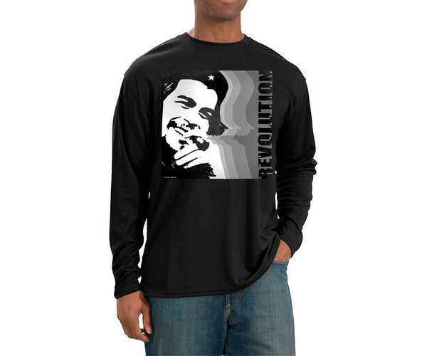 Che Guevara smoking cigar and Revolution long sleeve black T-shirt