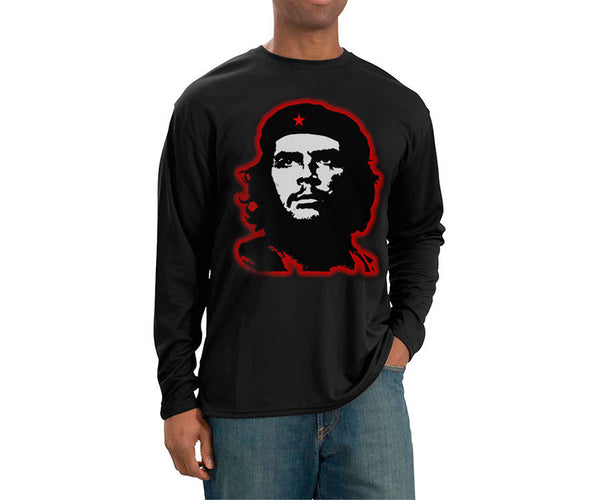 Che Guevara glowing red long sleeve black T-shirt