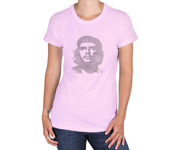 Women's Che Guevara short sleeve, pink, environmentally-friendly T-shirt with distressed classic Che image