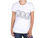 Women's Che Guevara short sleeve, white, environmentally-friendly T-shirt with lightly distressed classic Che image triplet