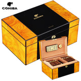 COHIBA Luxury Spanish Cedar Cigar Humidor (80-100) - Glossy Piano Finish - brass lock & humdification