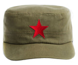 Che Guevara army green military cap / hat with embroidered red star and adjustable Velcro closure