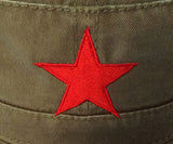 Che Guevara army green military cap / hat with embroidered red star and adjustable Velcro closure