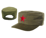 Che Guevara army green military cap / hat with embroidered red star and adjustable Velcro closure