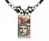 Art Glass Pendant Che Necklace - Vintage w/rope chain