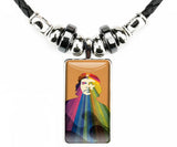 Art Glass Pendant Che Necklace - Vintage poster w/rope chain