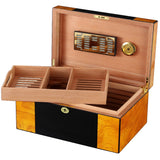 COHIBA Luxury Spanish Cedar Cigar Humidor (80-100) - Glossy Piano Finish - brass lock & humdification
