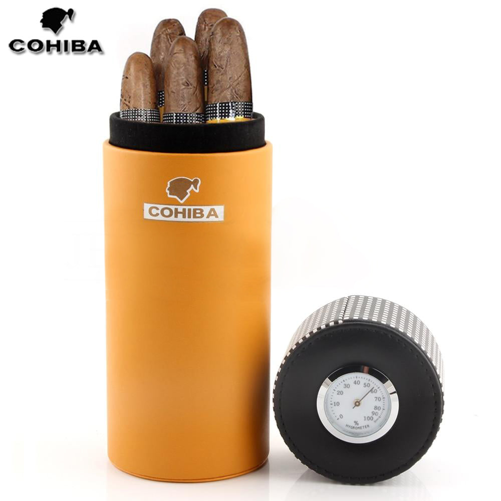 Portable Travel Cigar Humidor Leather Case with Cutter – Ashtray