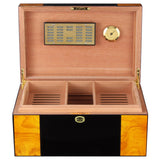 COHIBA Luxury Spanish Cedar Cigar Humidor (80-100) - Glossy Piano Finish - brass lock & humdification