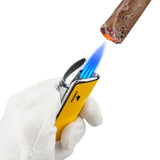 3 Torch - Cohiba Metal Cigar Lighter - Jet Flame Refillable w/Cigar Bullet Cutter - Portable Gift Box