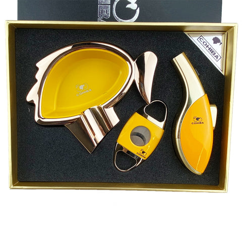 Cohiba Set - Cigar Ashtray Cutter Windproof Torch Jet Flame w/Gift Box