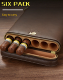 Portable Leather Cigar Case Humidor 6 Tubes Holder Mini Humidor Box Tr –