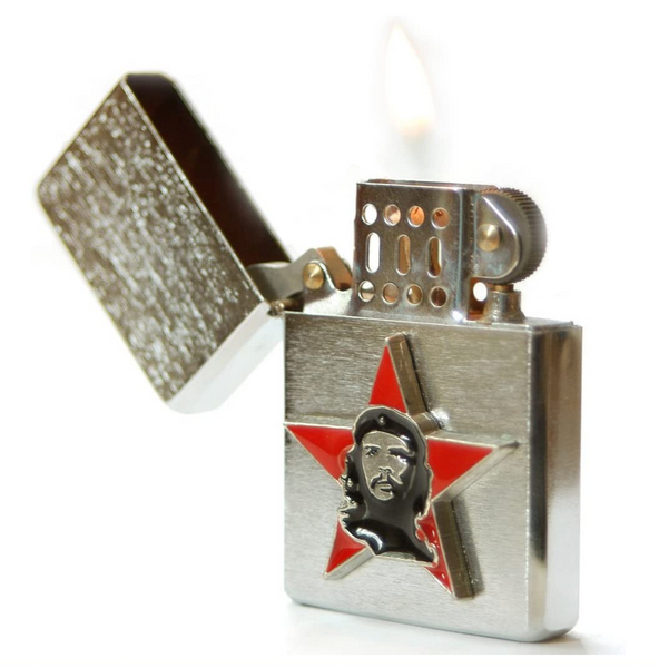 Che Guevara Store Lighter Silver Brushed Metal Che on Red Star